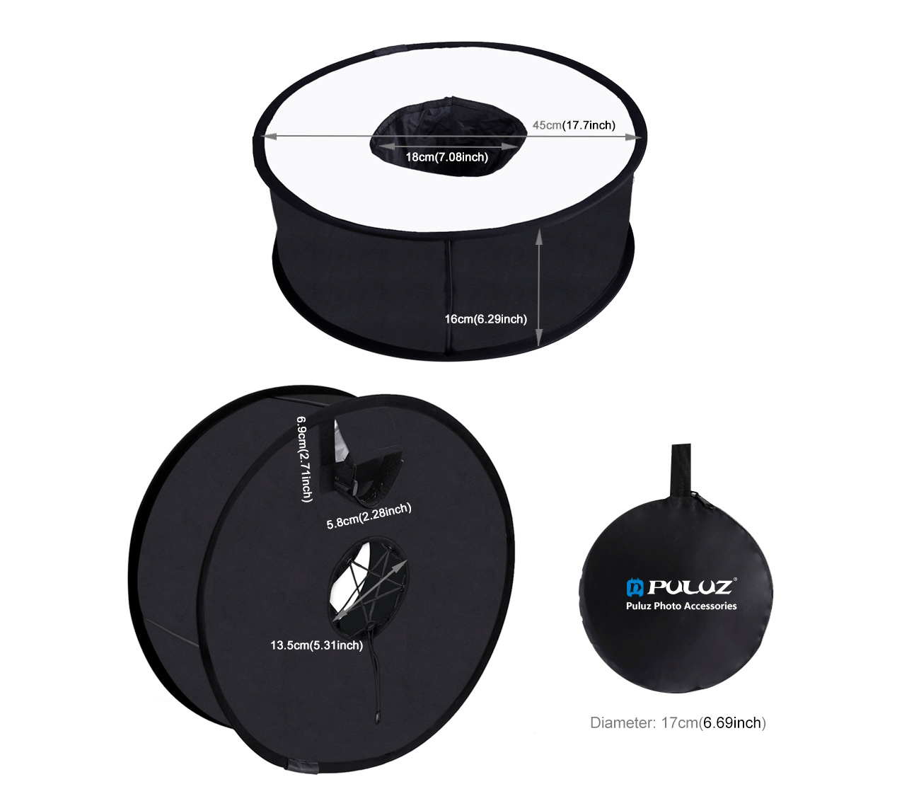Софтбокс Puluz PU5145 кольцевой, для накамерной вспышки, 45 см
