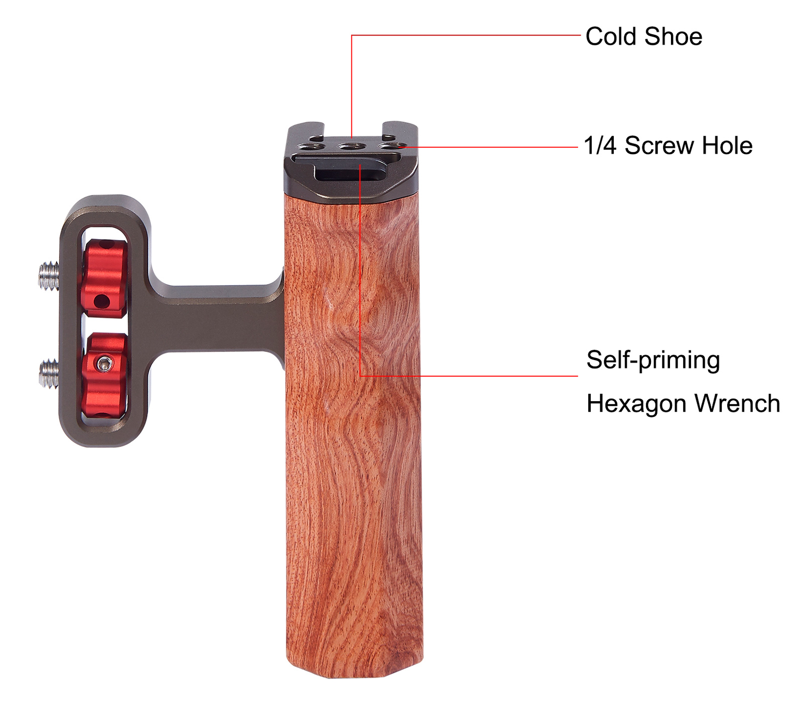 Ручка боковая Puluz PU3071GT, деревянная, на 2 винта 1/4"