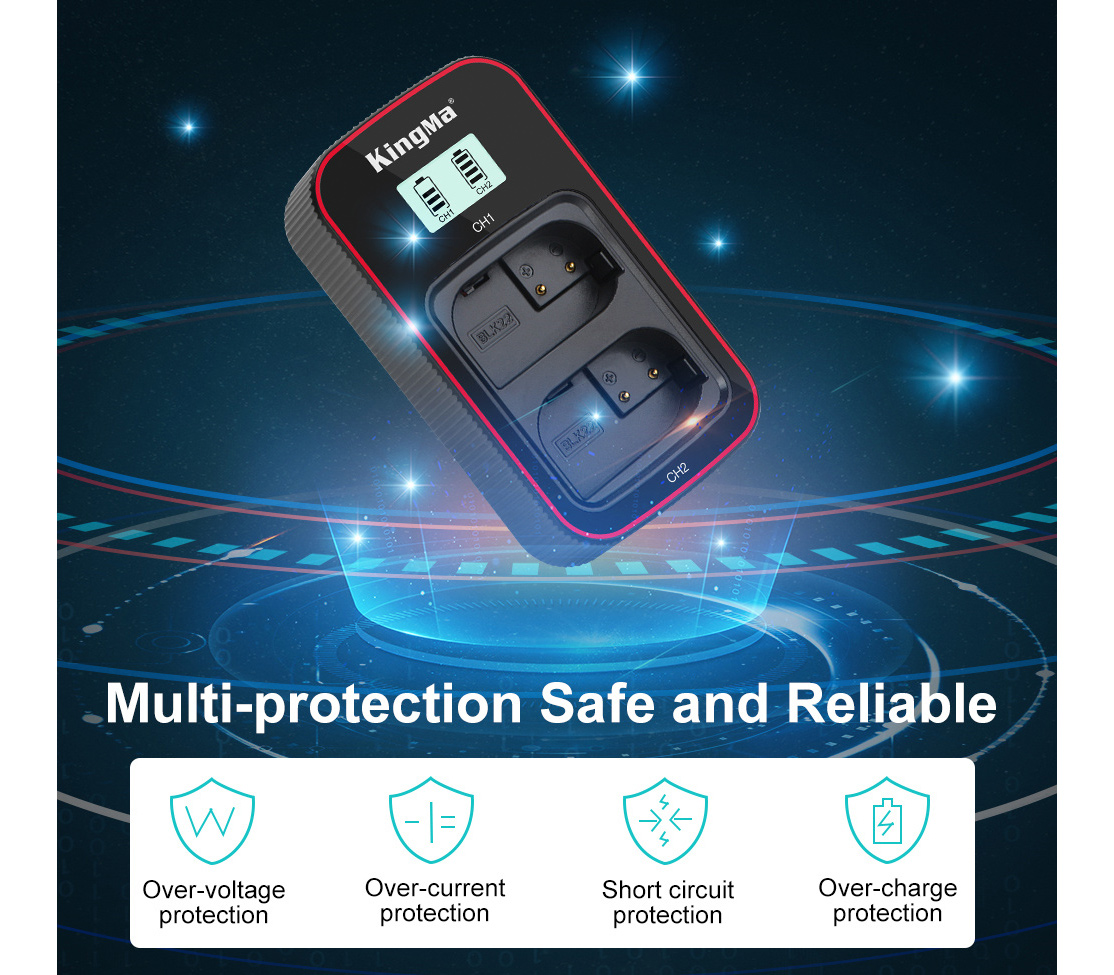 Зарядное устройство Kingma BM058 + 2 аккумулятора DMW-BLK22 2000 мАч