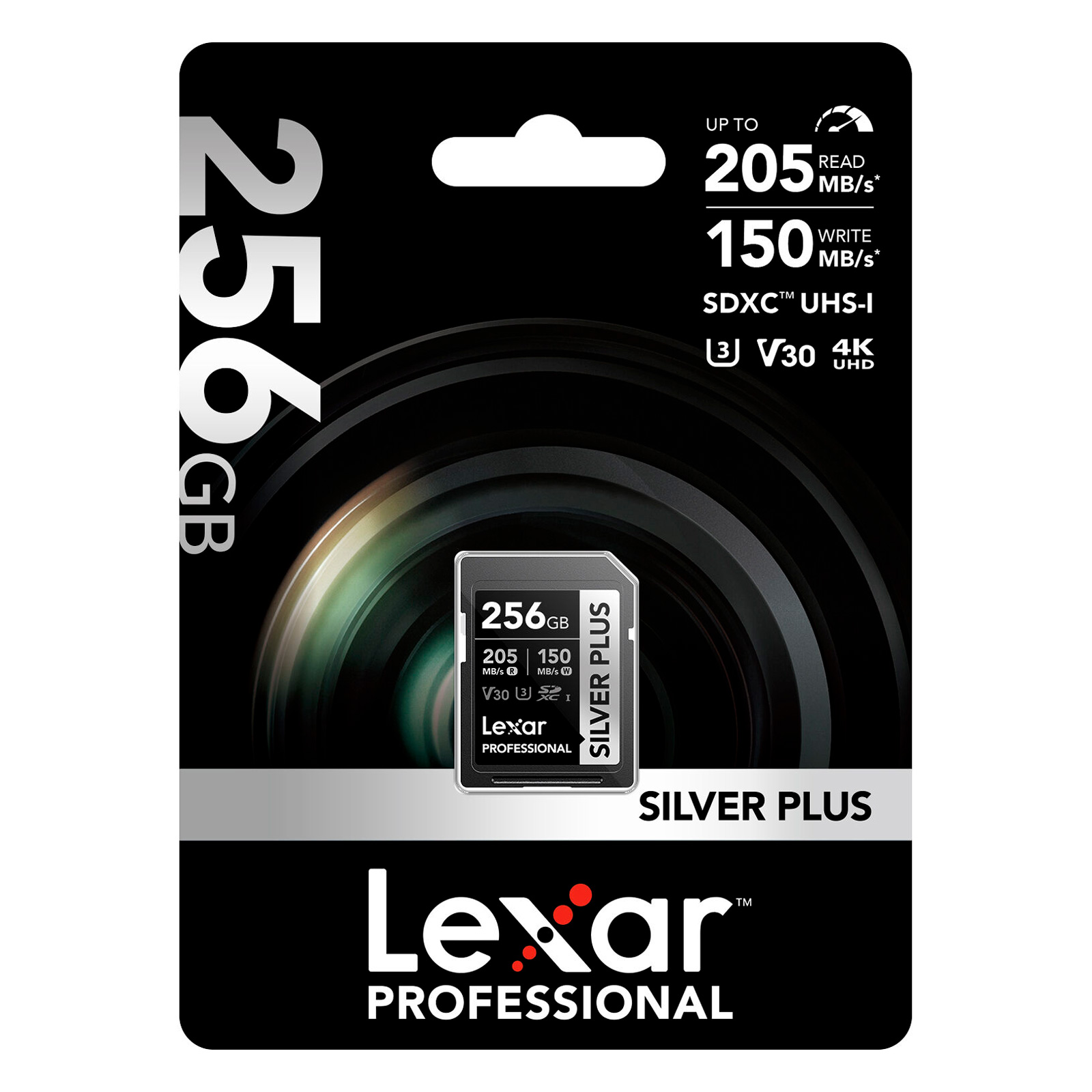 Карта памяти Lexar SDXC 256GB Professional Silver Plus UHS-I U3 V30 (205/150 MB/s)