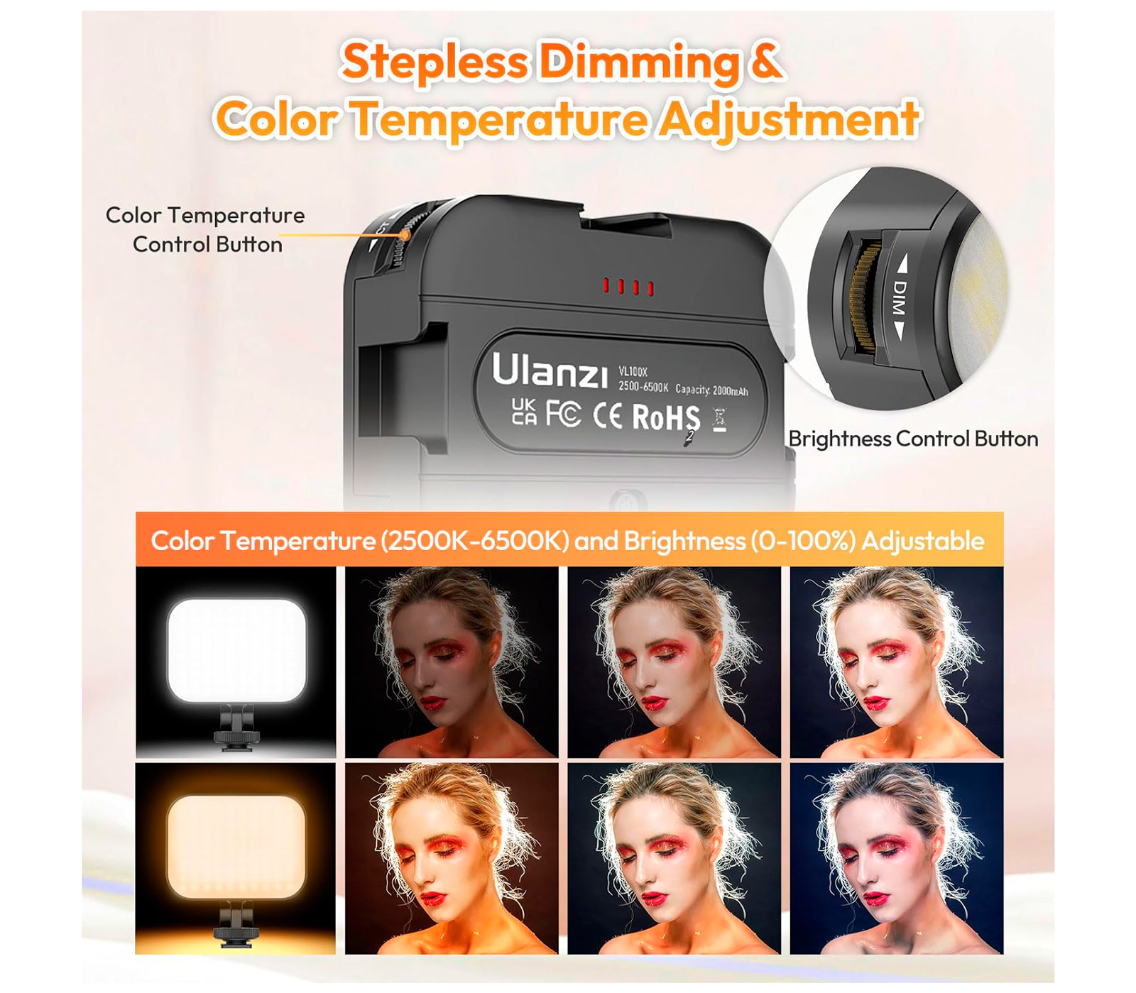 Осветитель Ulanzi VL100X Selfie Light Clip, 2500-6500К,