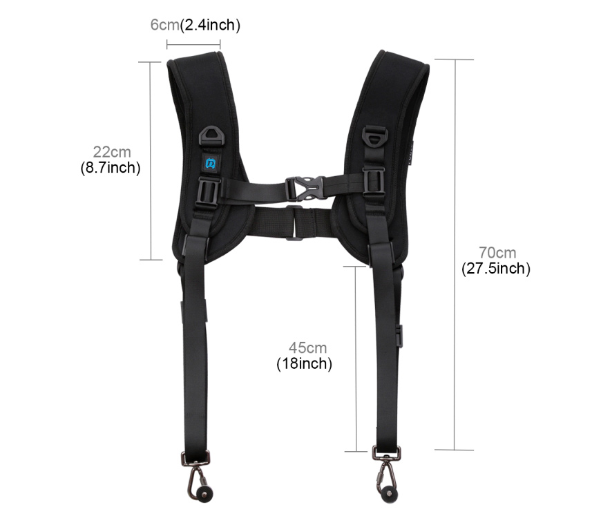 Двойной ремень-разгрузка Puluz PU6002 Double Shoulder Strap Belt, черный