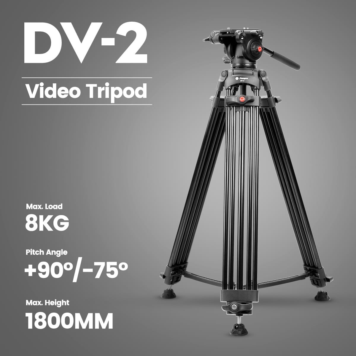 Штатив Fotopro DV-2, с видеоголовой, до 8 кг