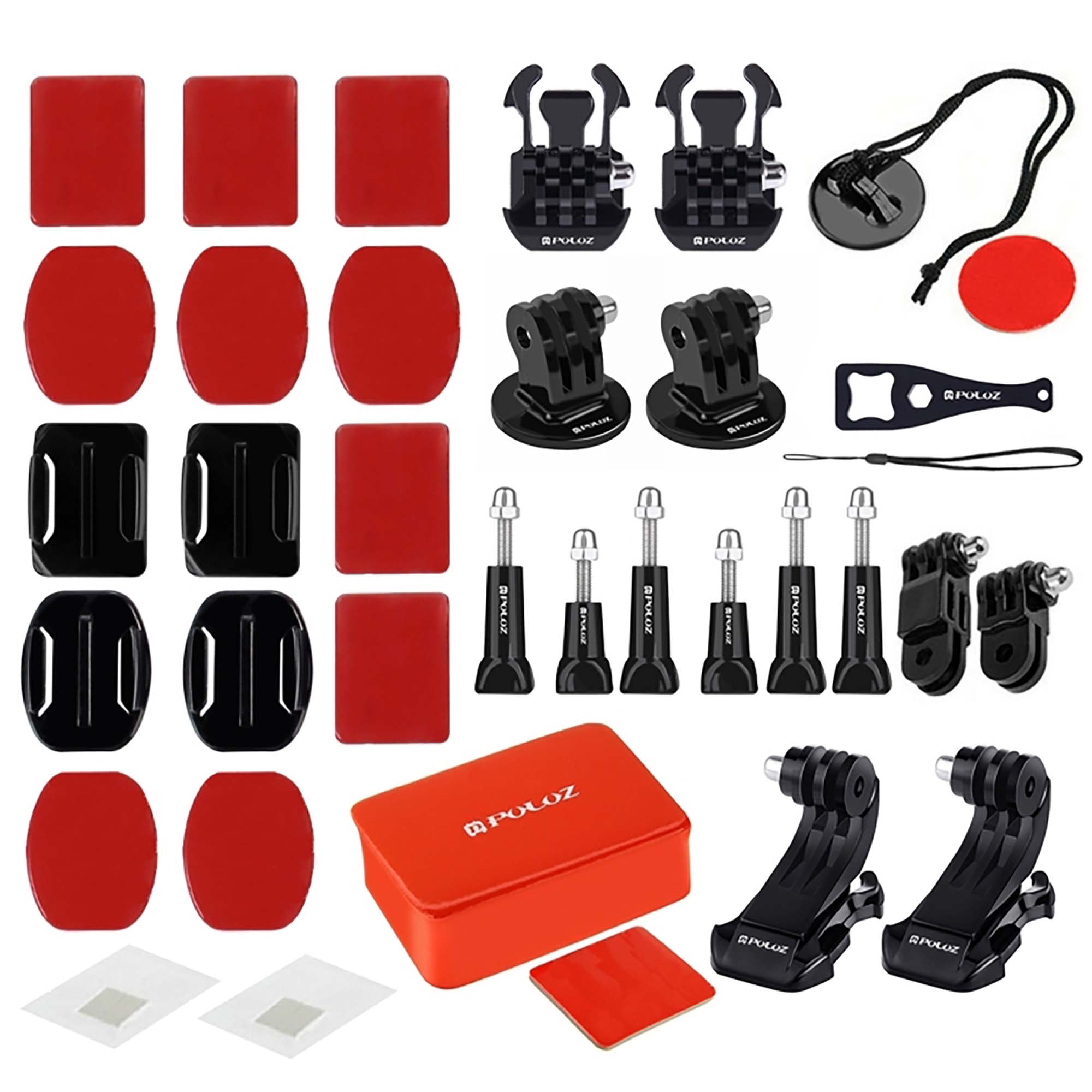 Комплект аксессуаров Puluz PKT09 Accessories Combo Kit, 53 в 1, для экшн-камер в кейсе, черный