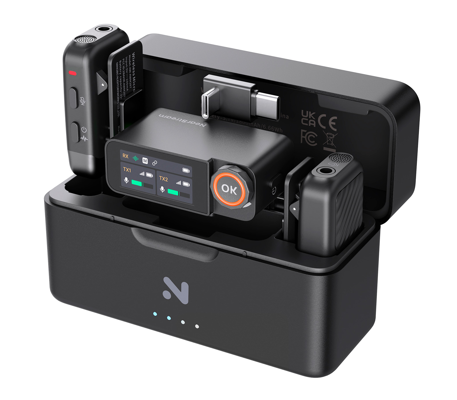 Беспроводная система Nearity NearStream AWM28T, 2TX+1RX, с кейсом (3.5 мм + USB-C + Lightning) (уцененный)