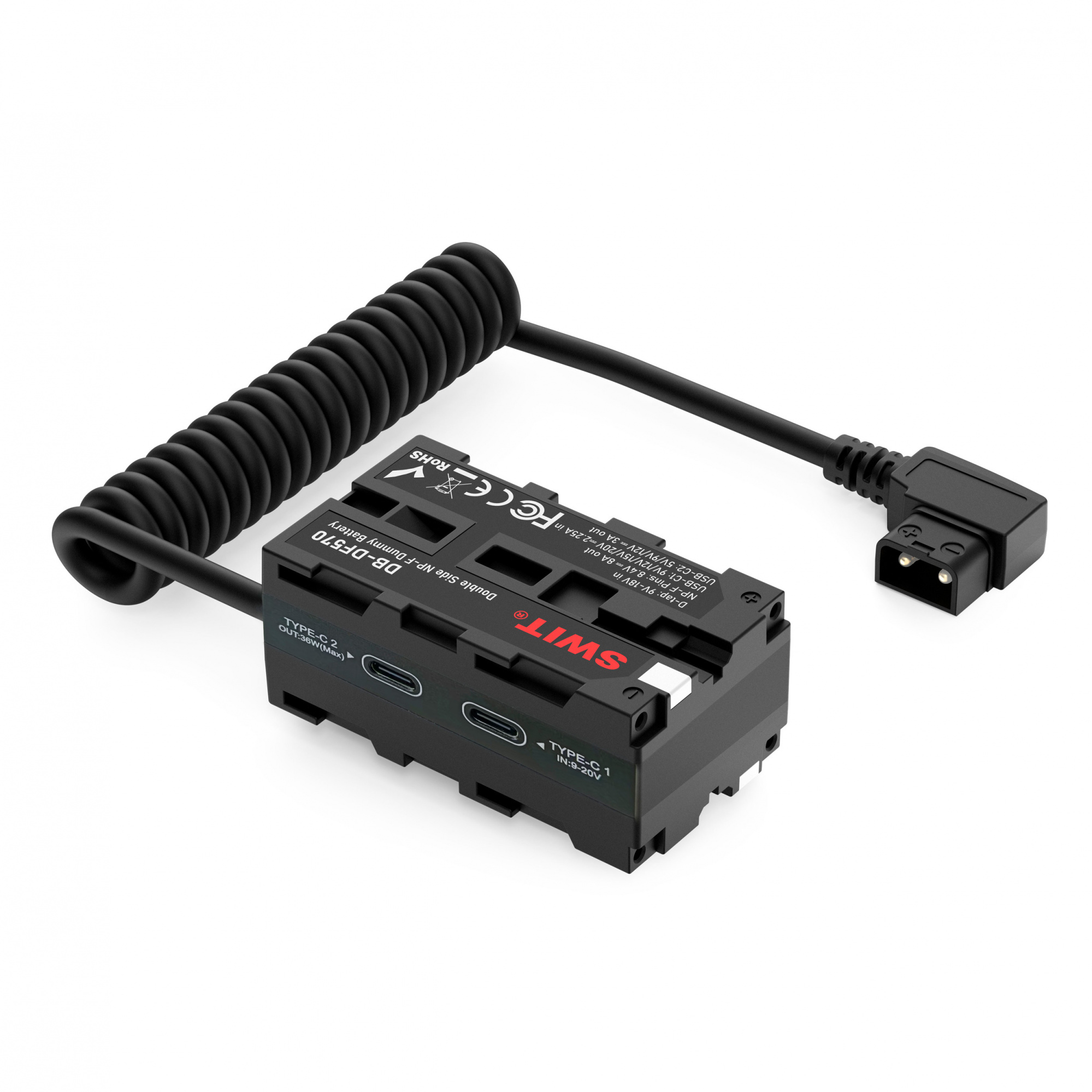 Адаптер питания SWIT DB-DF570, двусторонний вход/выход USB-C PD и D-Tap